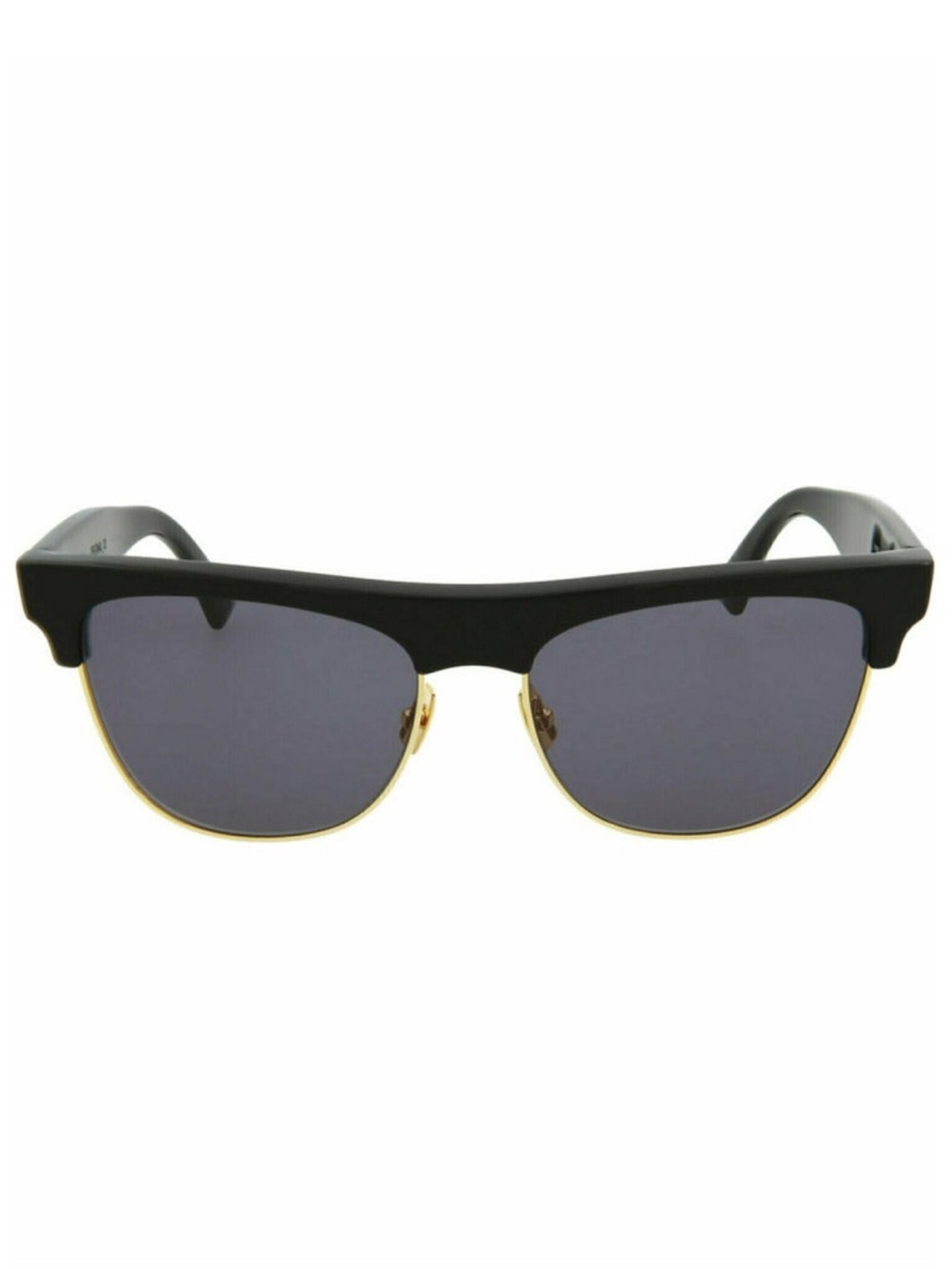 Bottega Veneta Matte Black and Gold Semi-Rim Sunglasses